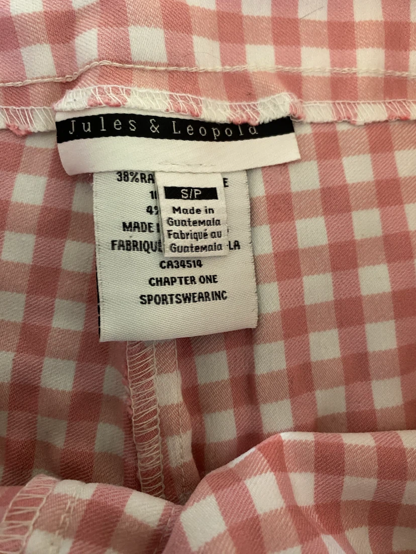 Jules & Leopold Pink Gingham Pants Size S/P - photo 4