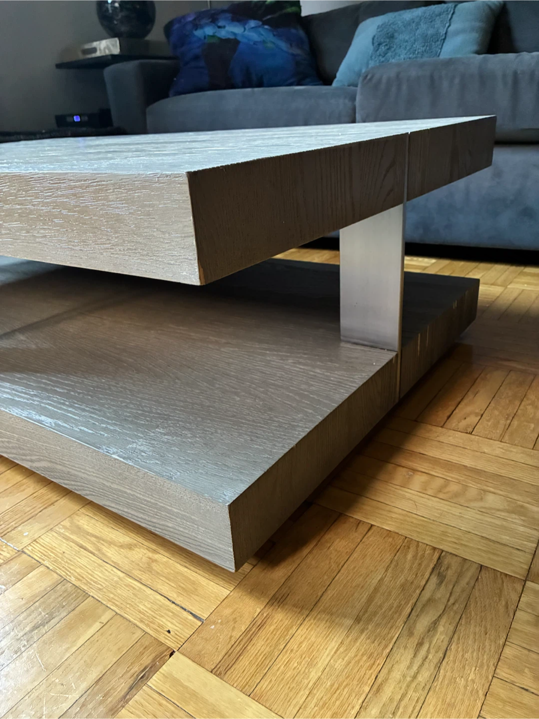 Restoration Hardware Gray Modern Wood Coffee Table