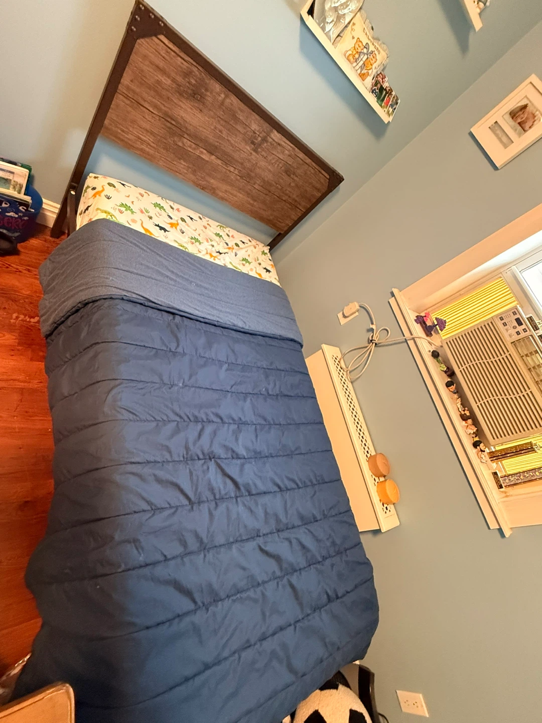 Industrial Style Metal Bed Frame with Wood Headboard - photo 2