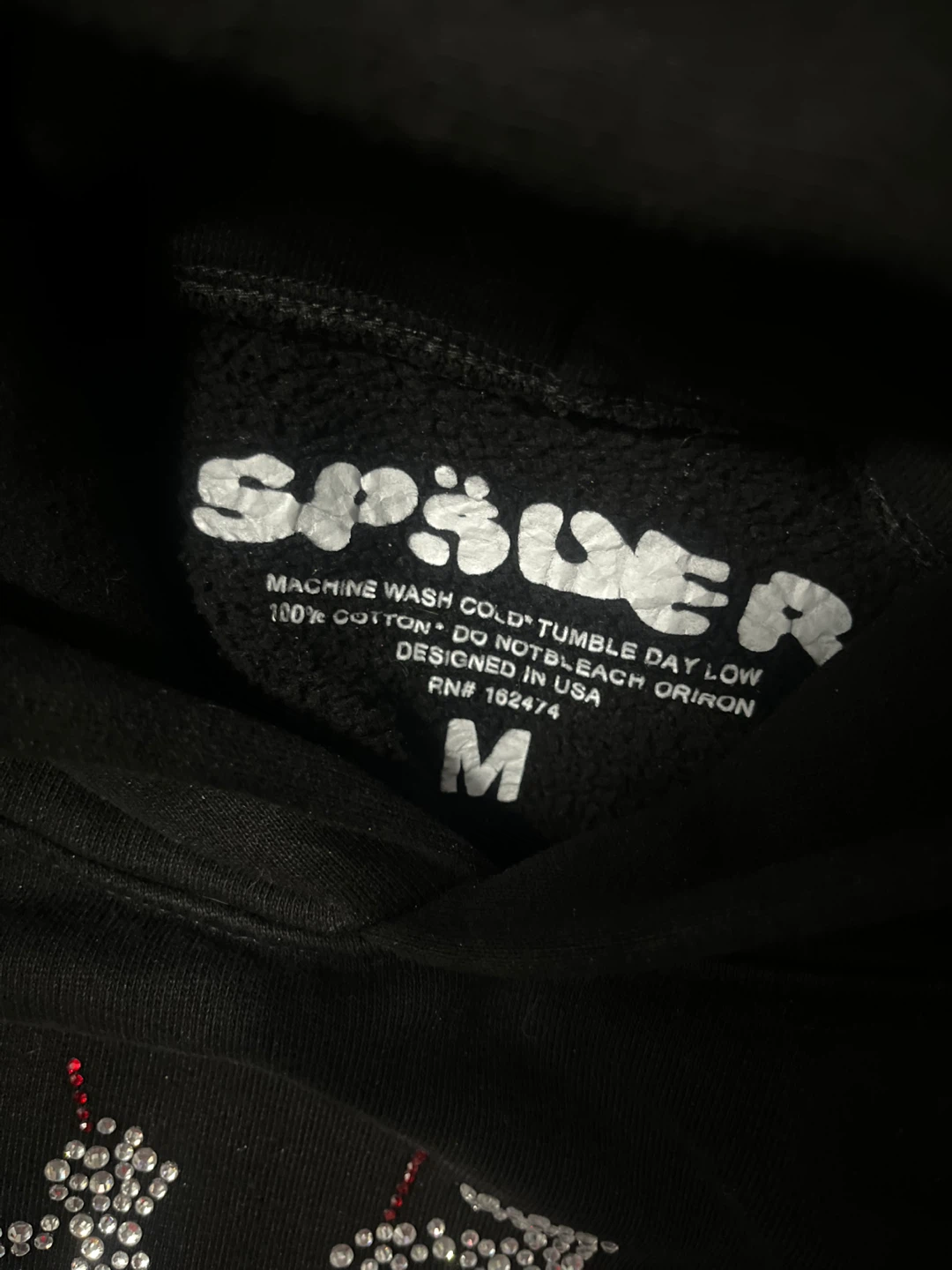 Spider Black Hoodie Rhinestone Spiderweb Size M - photo 2
