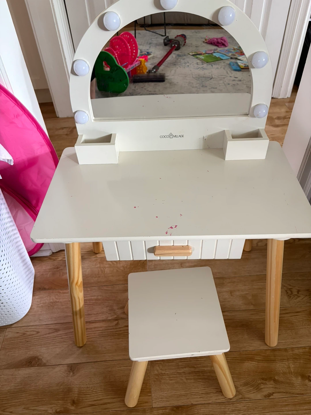 Coco Village Vanity Desk with Lights and Stool