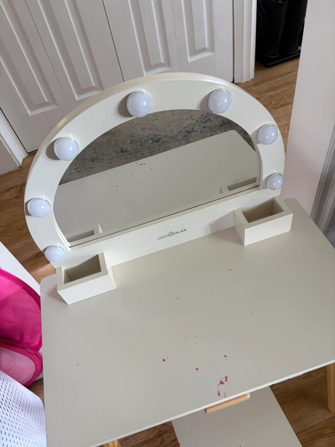 Coco Village Vanity Desk with Lights and Stool - photo 4