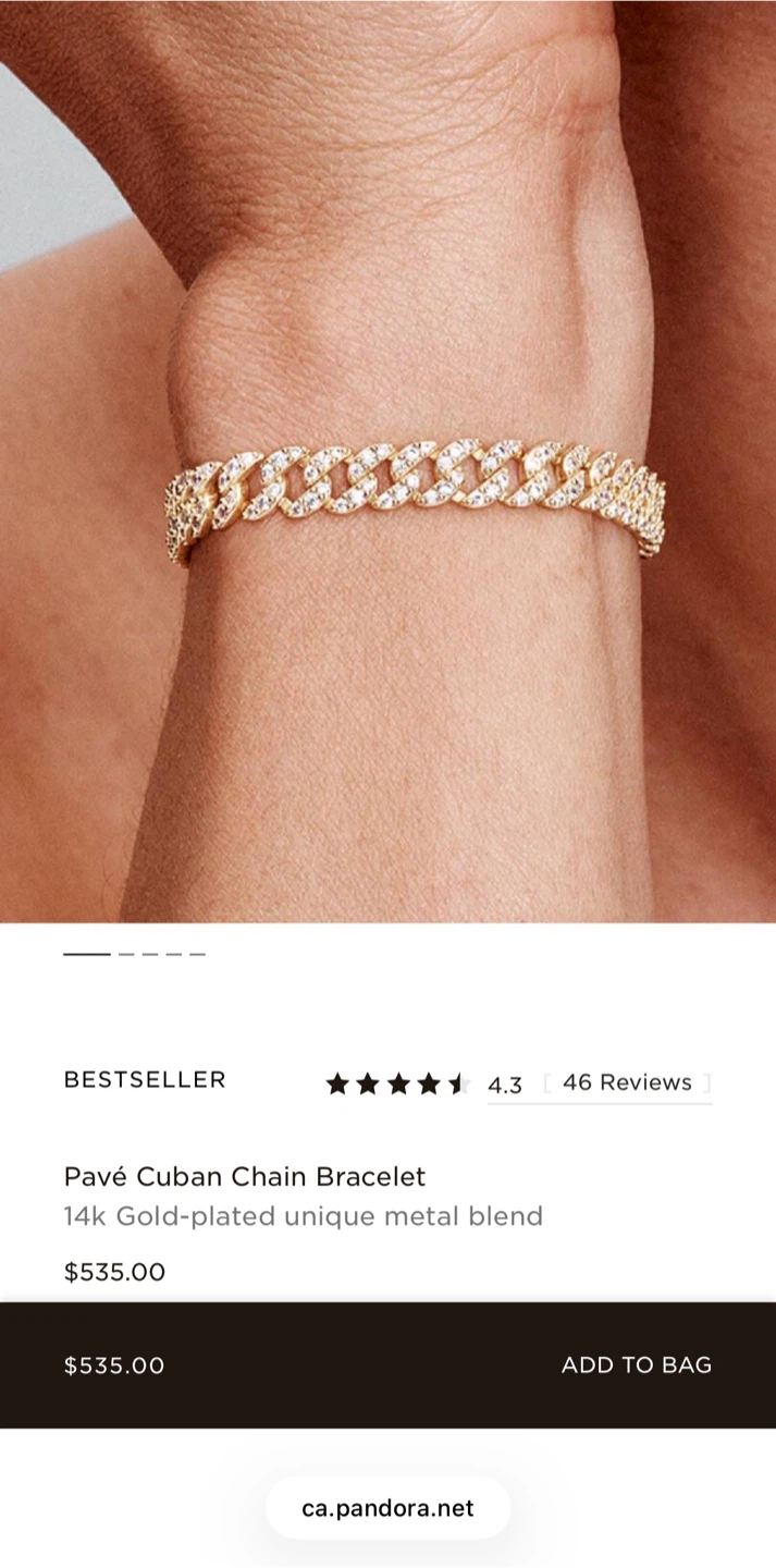 Pandora 14K Gold Plated Cuban Link Bracelet - photo 3