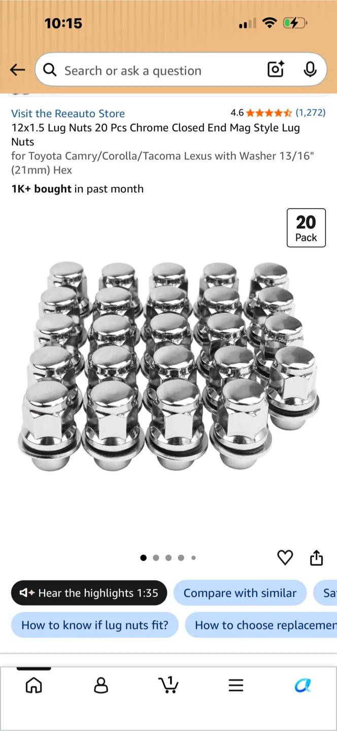 Wheel Lug Nuts 20 Pcs Chrome Mag Style