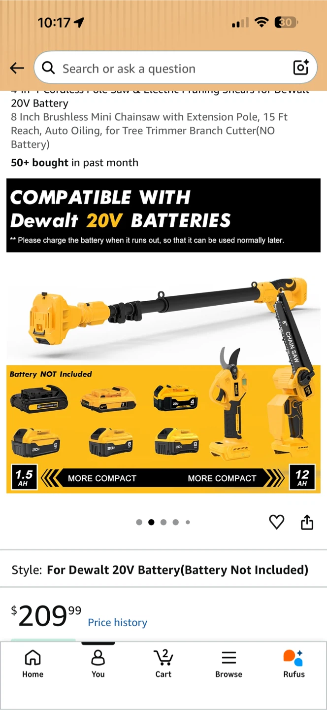 8 Inch Brushless Mini Chainsaw with Extension Pole - photo 2