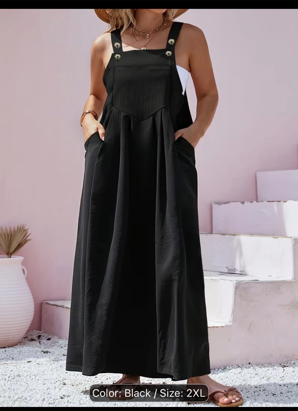 Black Overall Maxi Dress - Size 2XL