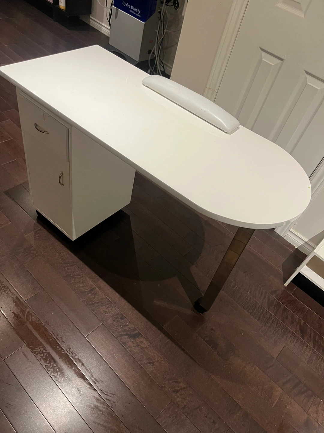 White Nail Technician Desk with Storage Drawer - photo 2