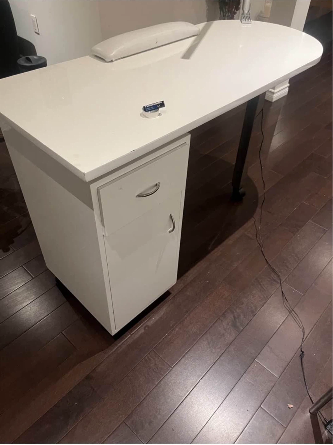 White Nail Technician Desk with Storage Drawer - photo 3
