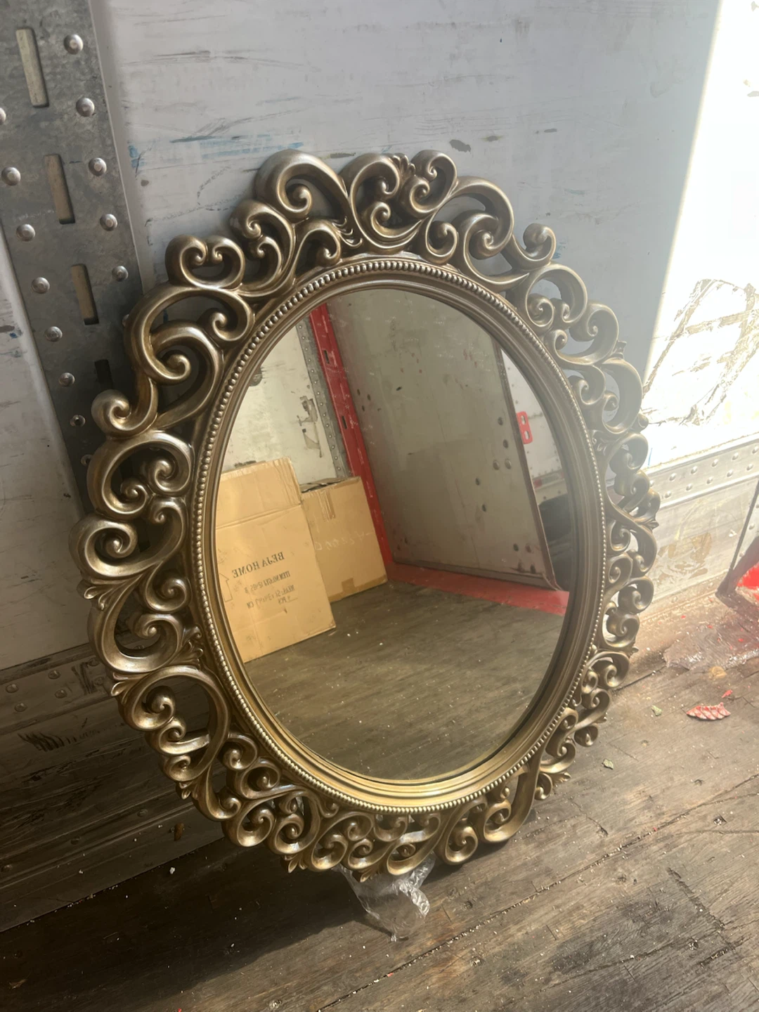 Ornate Gold Oval Wall Mirror