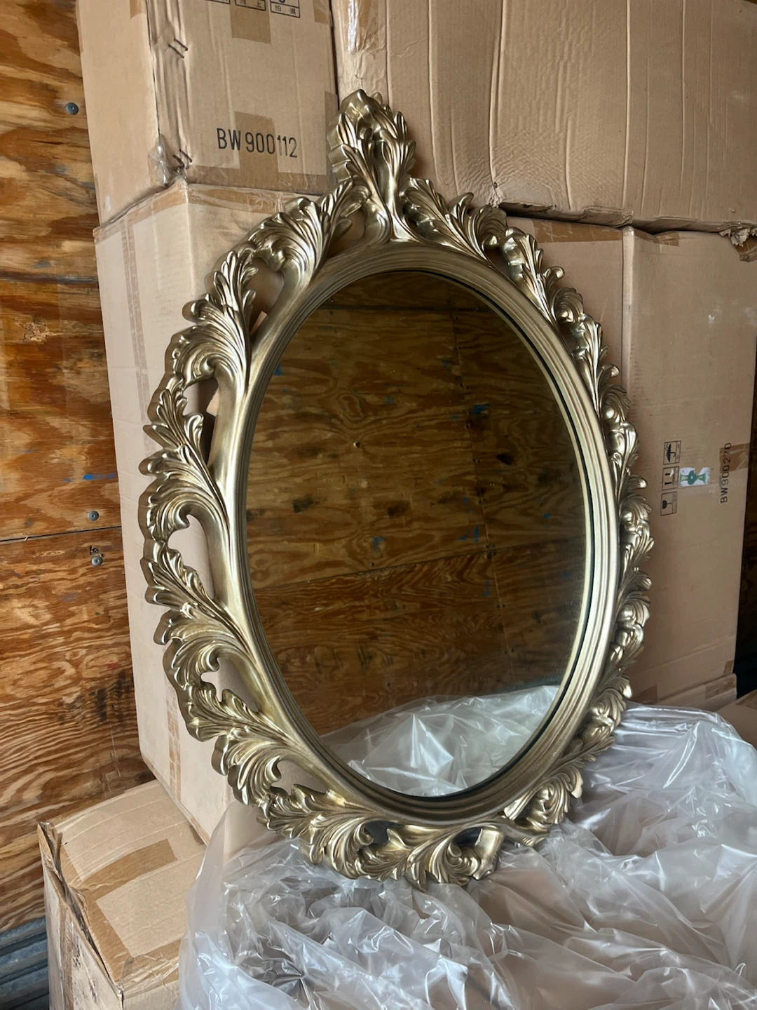 Ornate Gold Oval Wall Mirror
