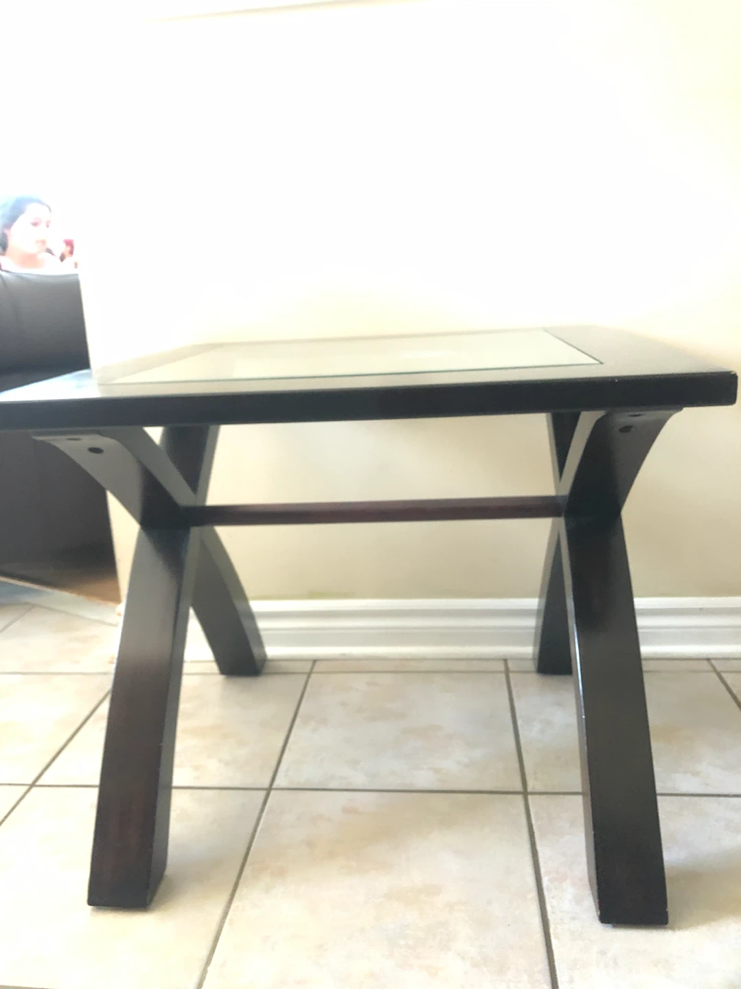 Dark Wood and Glass Side Table - photo 3
