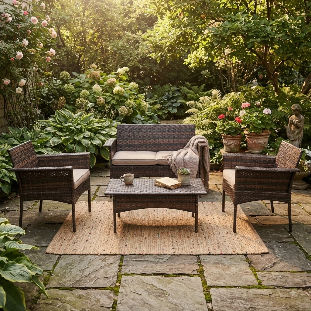 4 Piece Wicker Patio Set