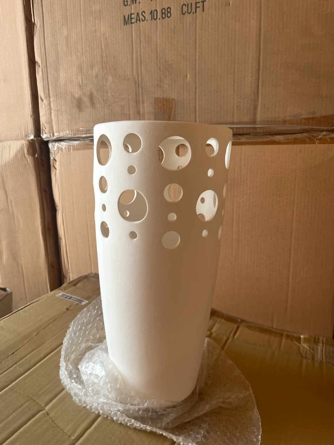 White Ceramic Decorative Vase with Cutouts $15 each or 2 for $20
