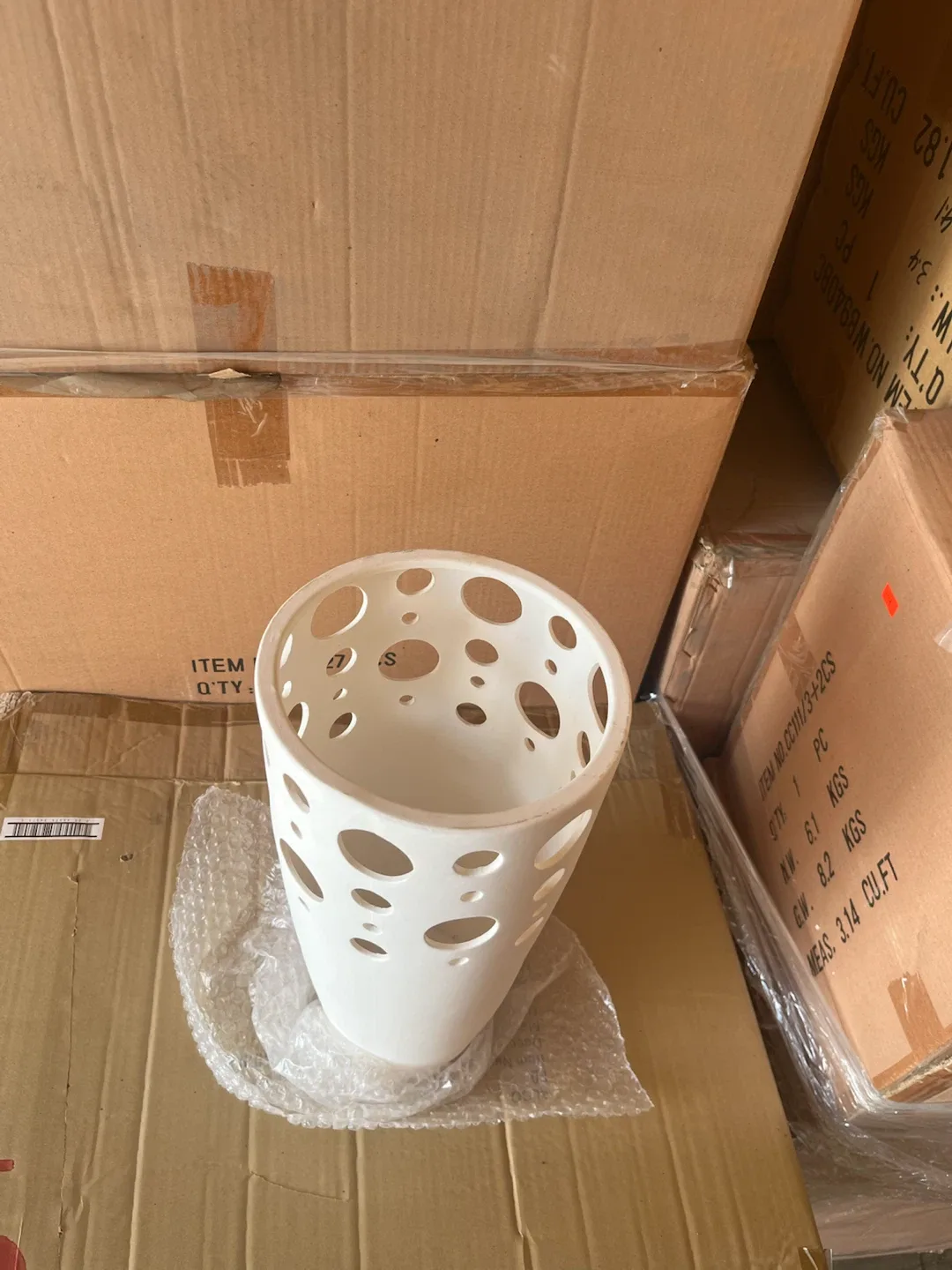 White Ceramic Decorative Vase with Cutouts $15 each or 2 for $20 - photo 2