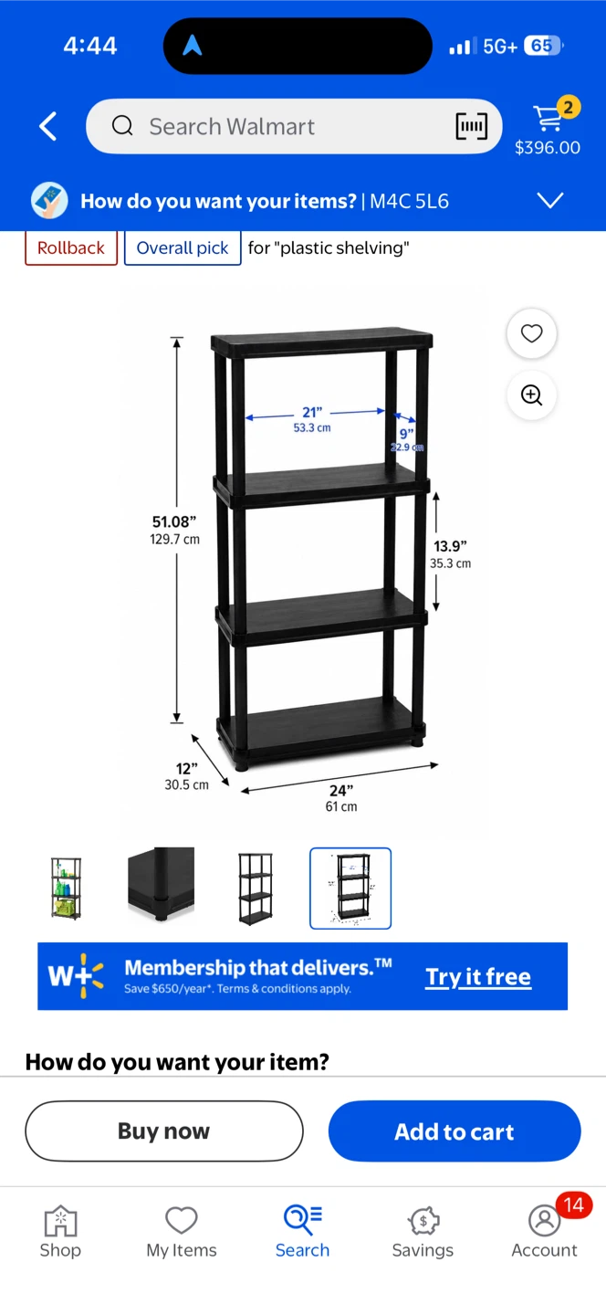 Plastic Shelving Unit - 4 Tier x2