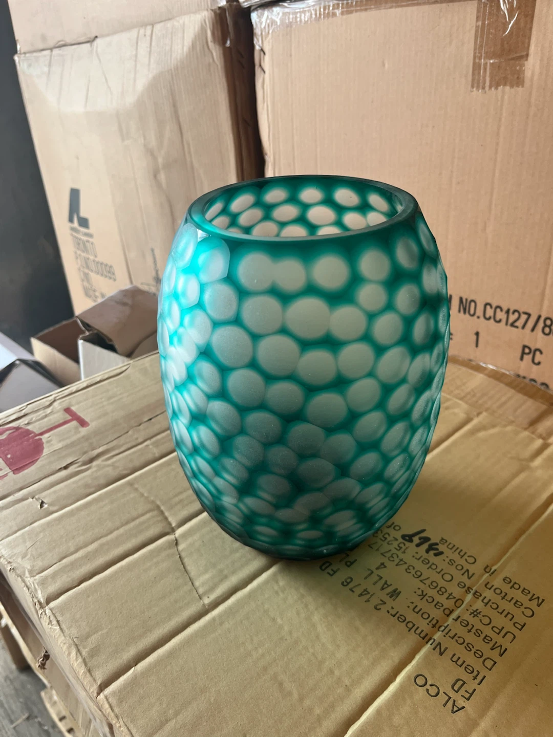 Teal and White Bubble Glass Vase  $10 each or 2 for $15