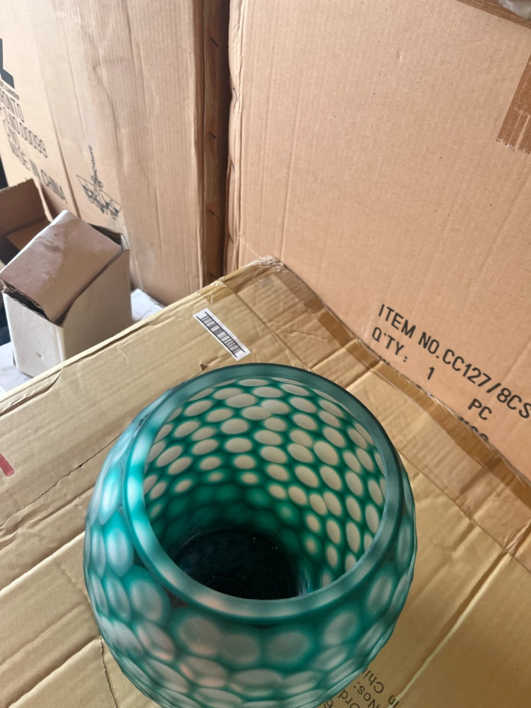 Teal and White Bubble Glass Vase  $10 each or 2 for $15 - photo 4
