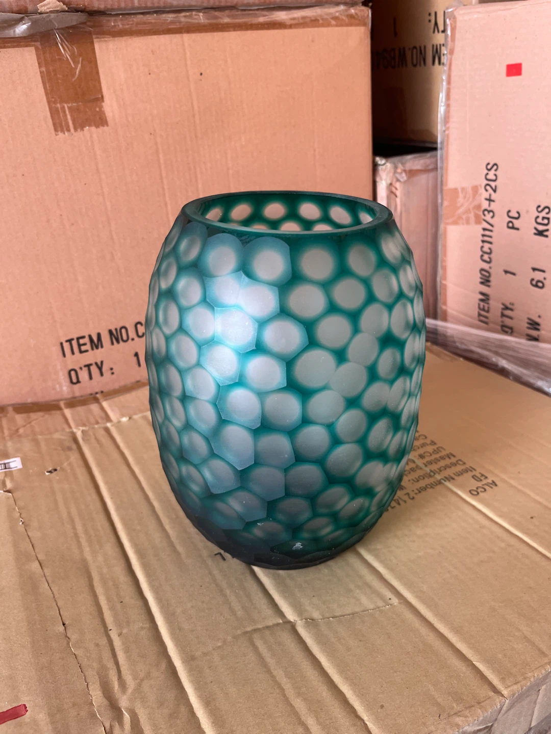 Teal and White Bubble Glass Vase  $10 each or 2 for $15 - photo 5