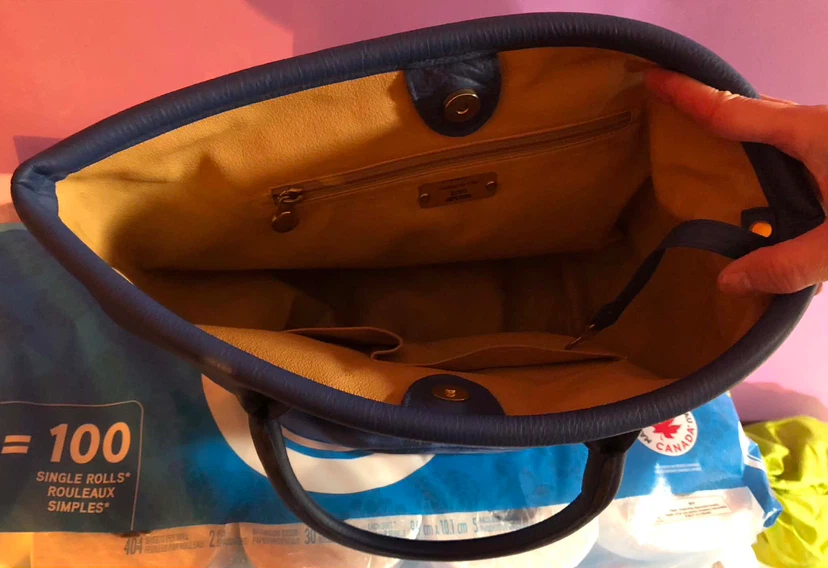 Contessa da Vinci Navy Leather Tote Bag - photo 2