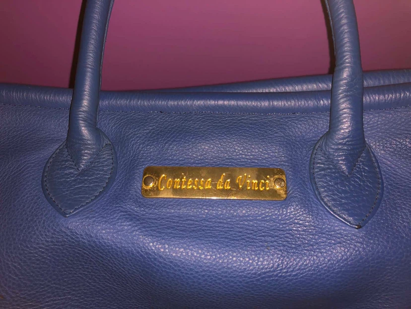 Contessa da Vinci Navy Leather Tote Bag - photo 3
