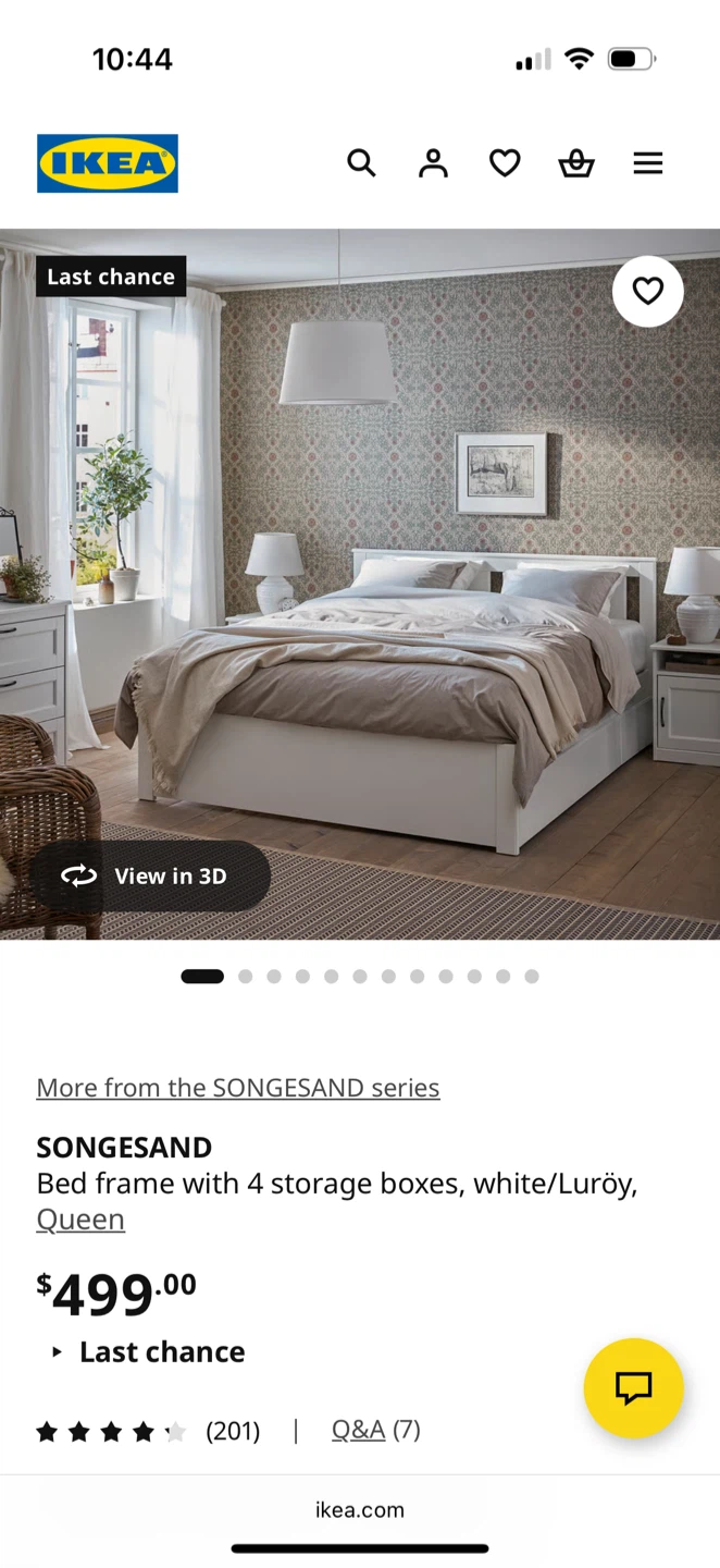 IKEA SONGESAND - Queen White Bed Frame with Drawers - photo 2