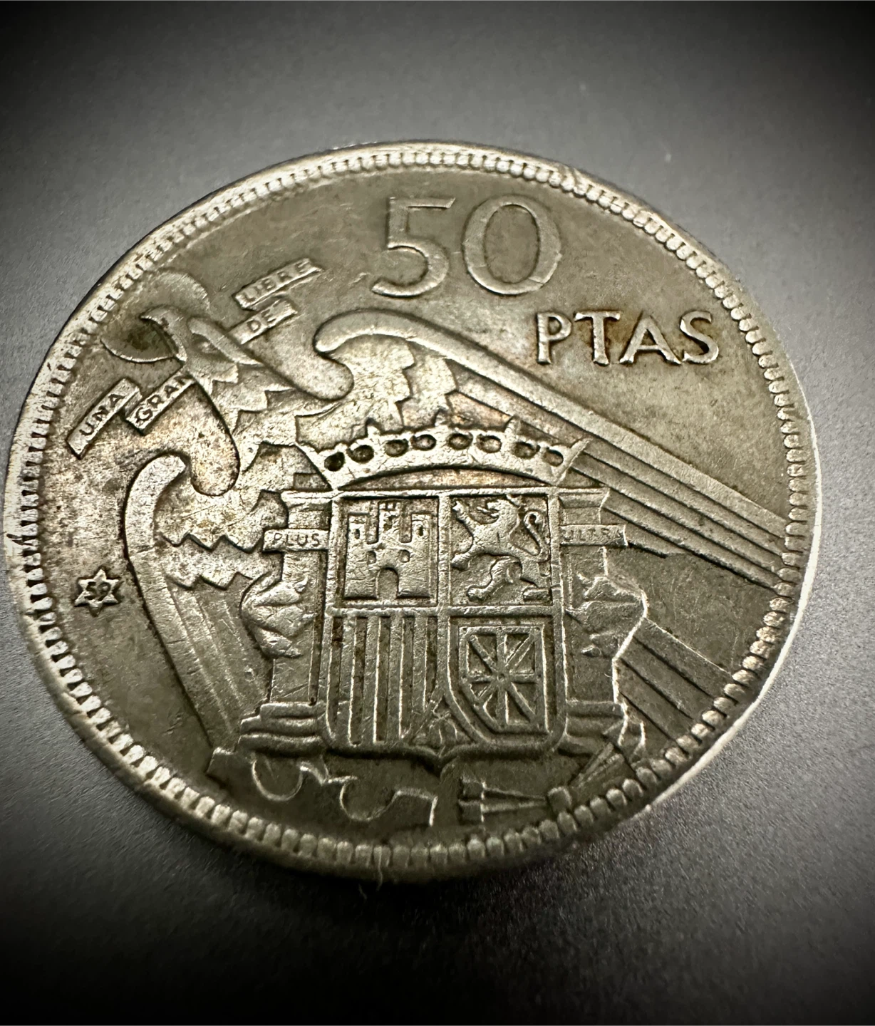 1957 Spain 50 Pesetas Coin