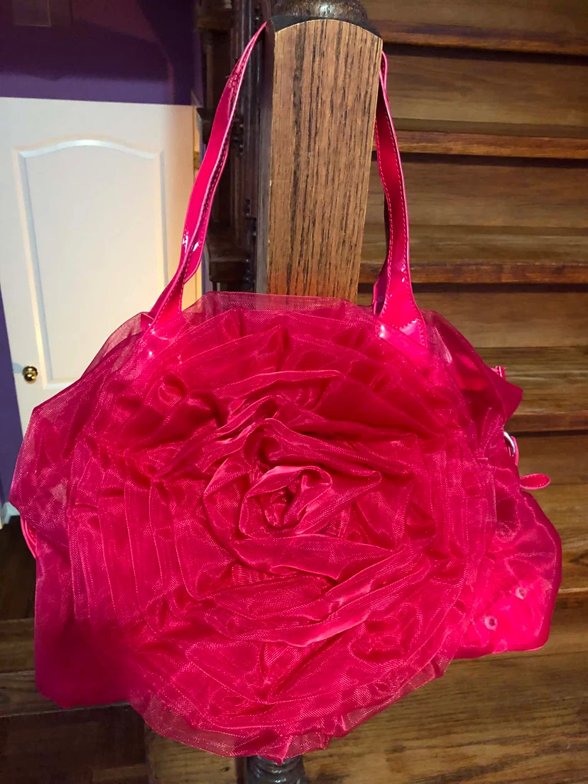 Hot Pink Tulle Rose Duffel Bag