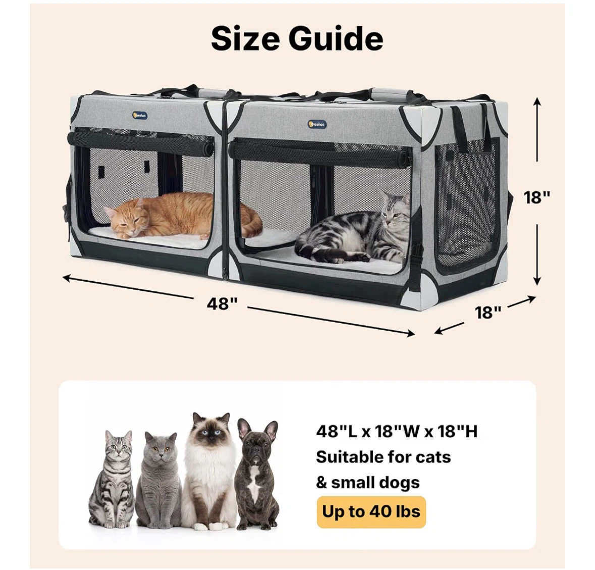 2-in-1 Veehoo Detachable Pet Carrier