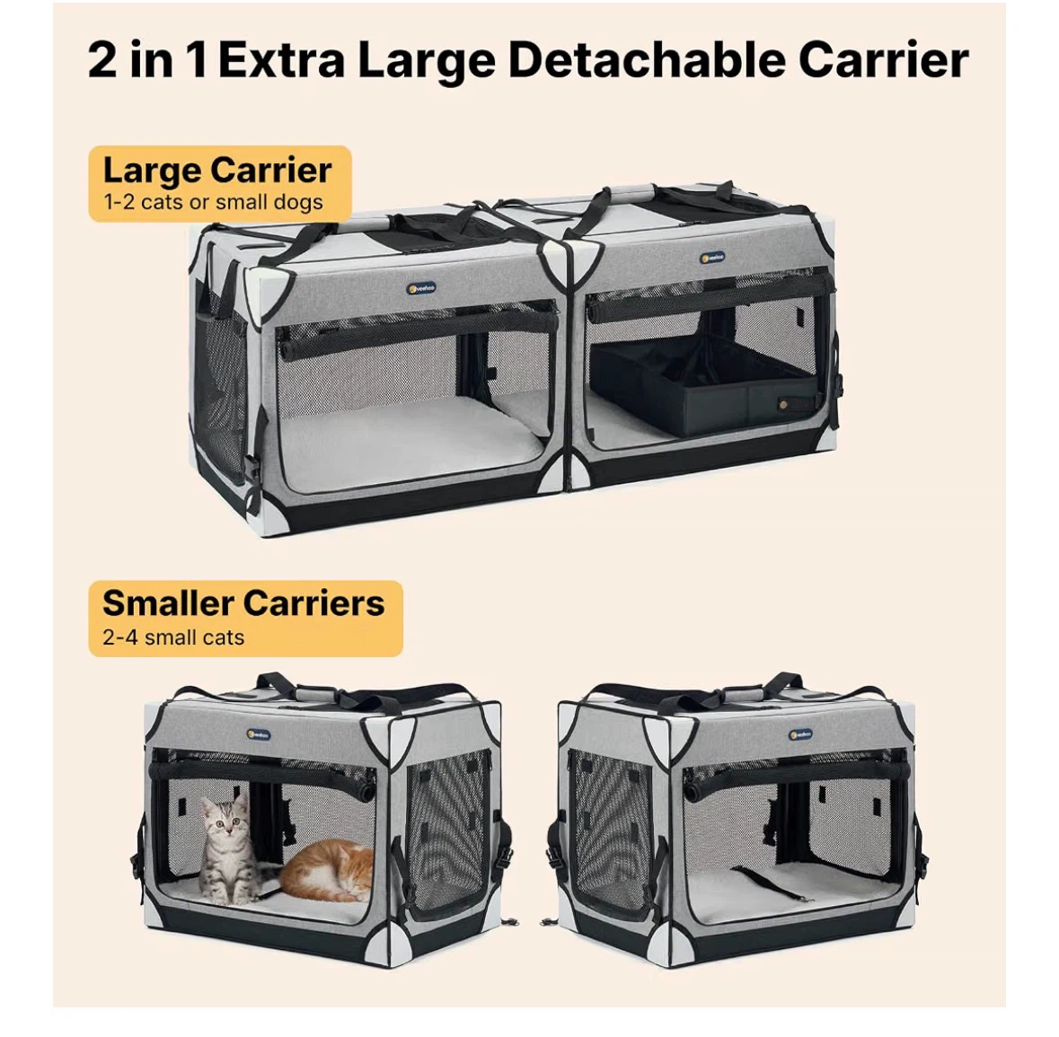 2-in-1 Veehoo Detachable Pet Carrier - photo 2