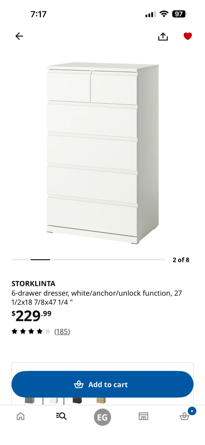 STORKLINTA 6-drawer dresser, white