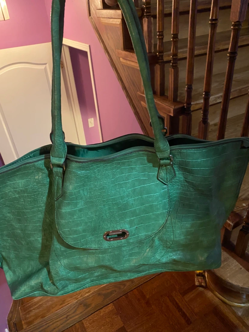 Green Crocodile-Embossed Tote oversized leather bagBag