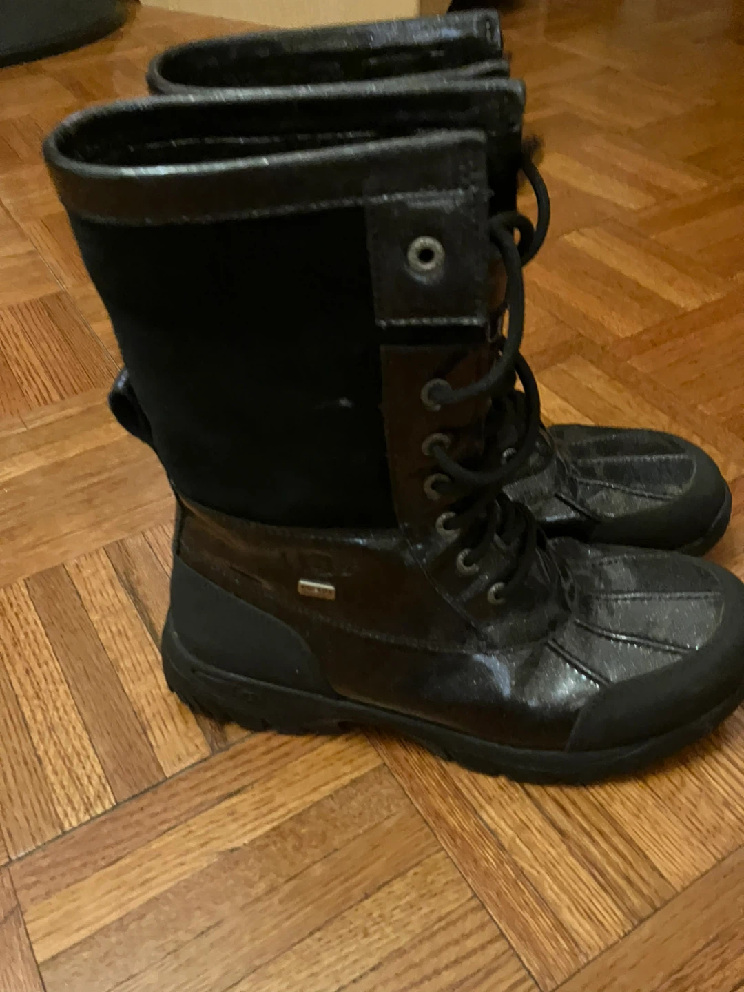 UGG Black Lace-Up Winter Boots