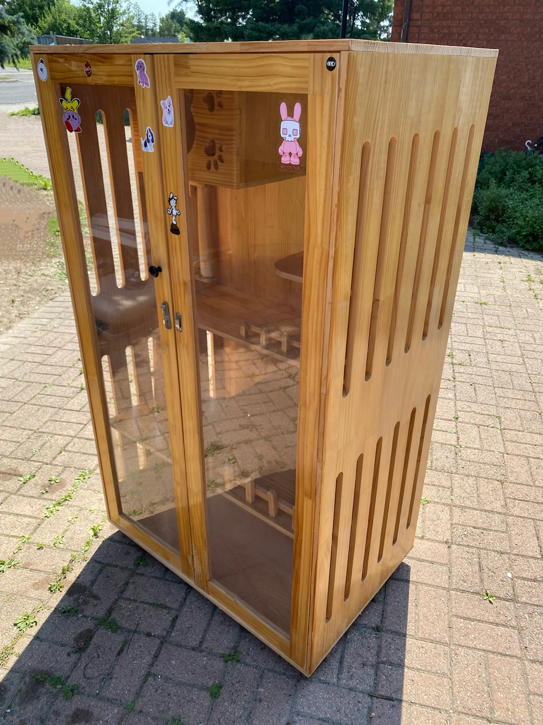 Wooden Cat Condo with Perches and Scratching Post
