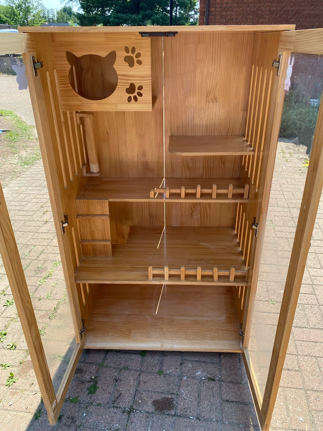 Wooden Cat Condo with Perches and Scratching Post - photo 2