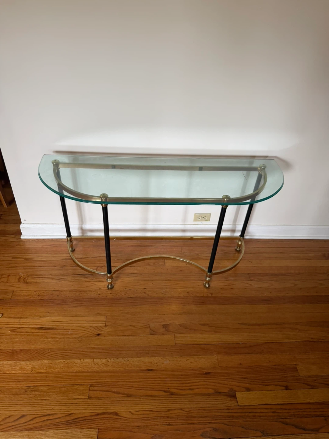 Glass and Brass Console Table - photo 2