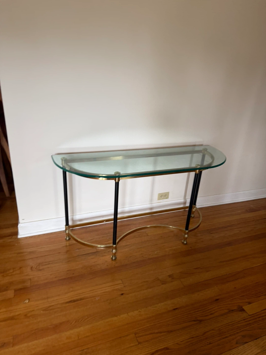 Glass and Brass Console Table - photo 3