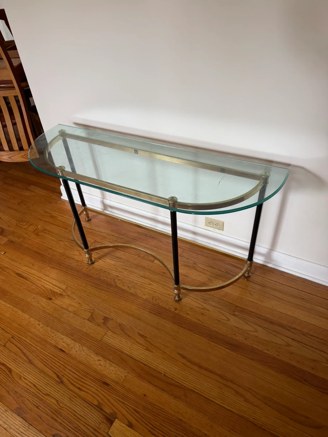 Glass and Brass Console Table - photo 4