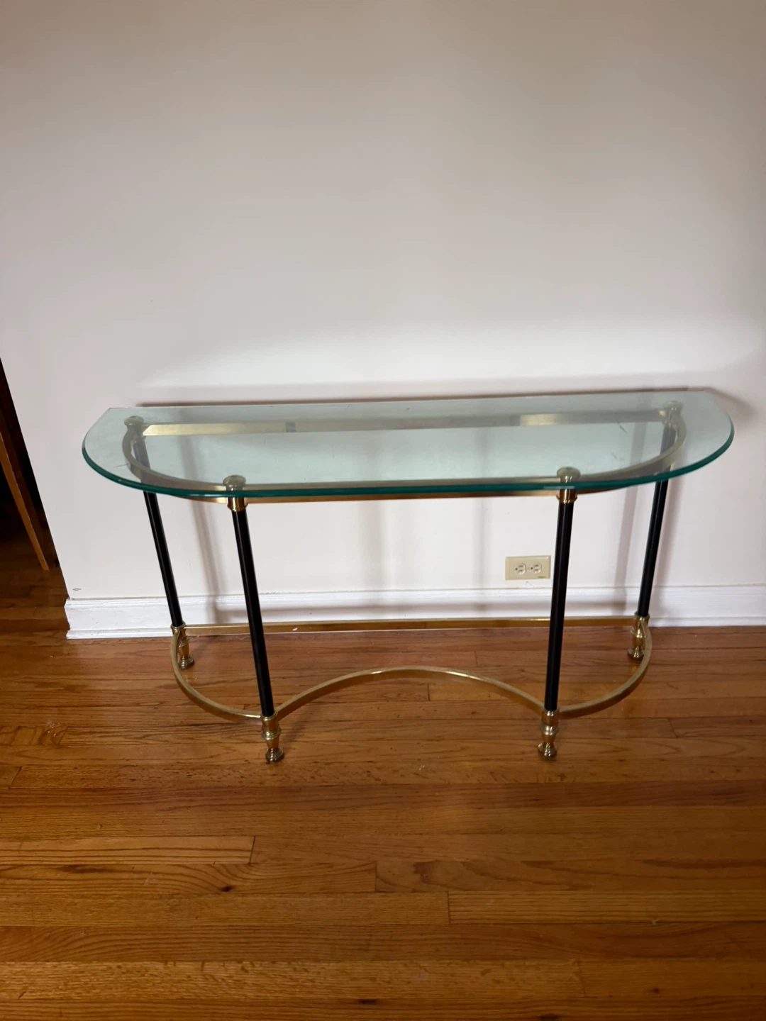 Glass and Brass Console Table - photo 5