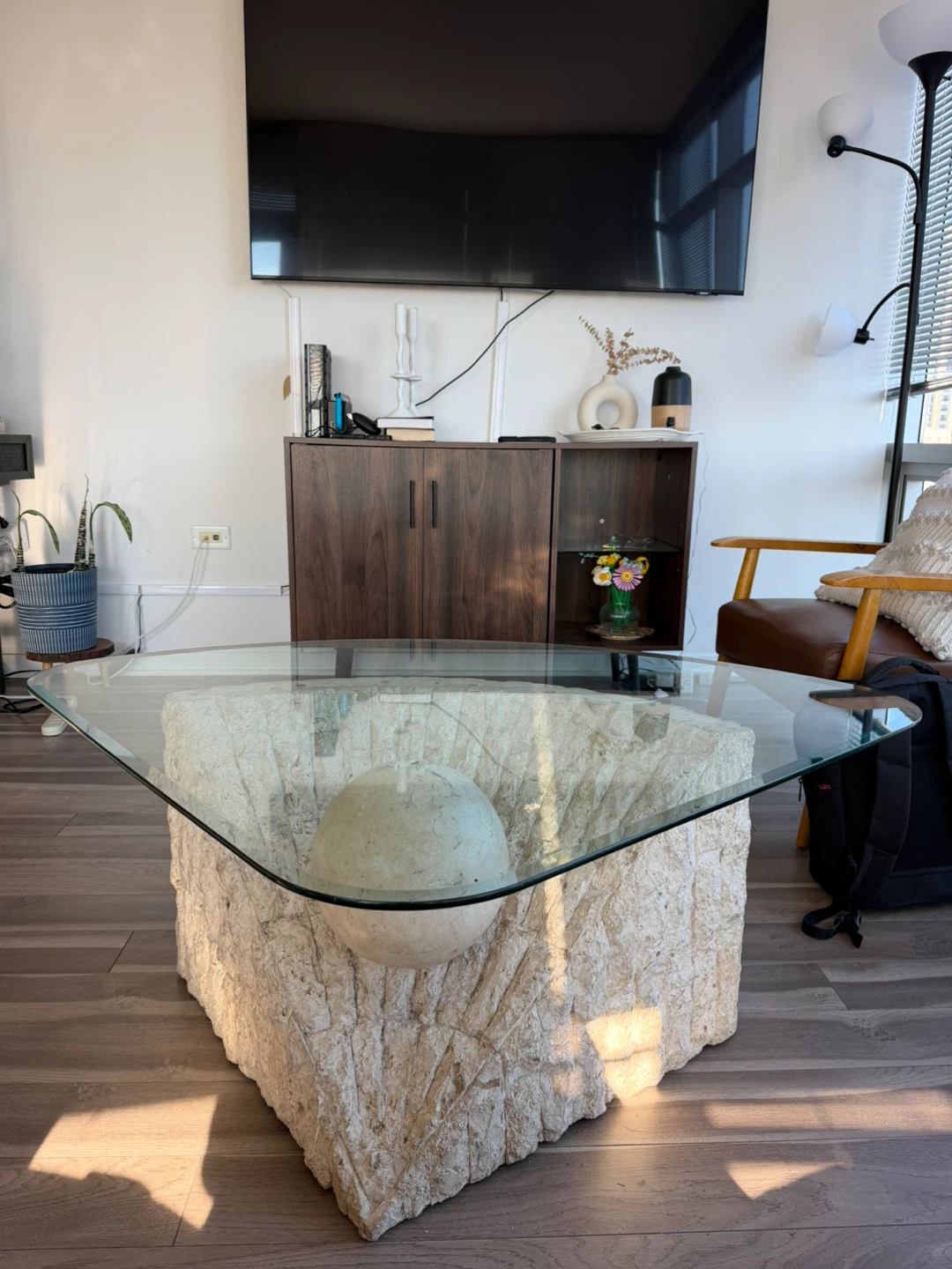 Glass Top Coffee Table with Sculptural Base - photo 2