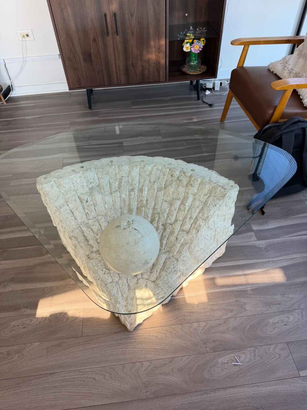 Glass Top Coffee Table with Sculptural Base - photo 3