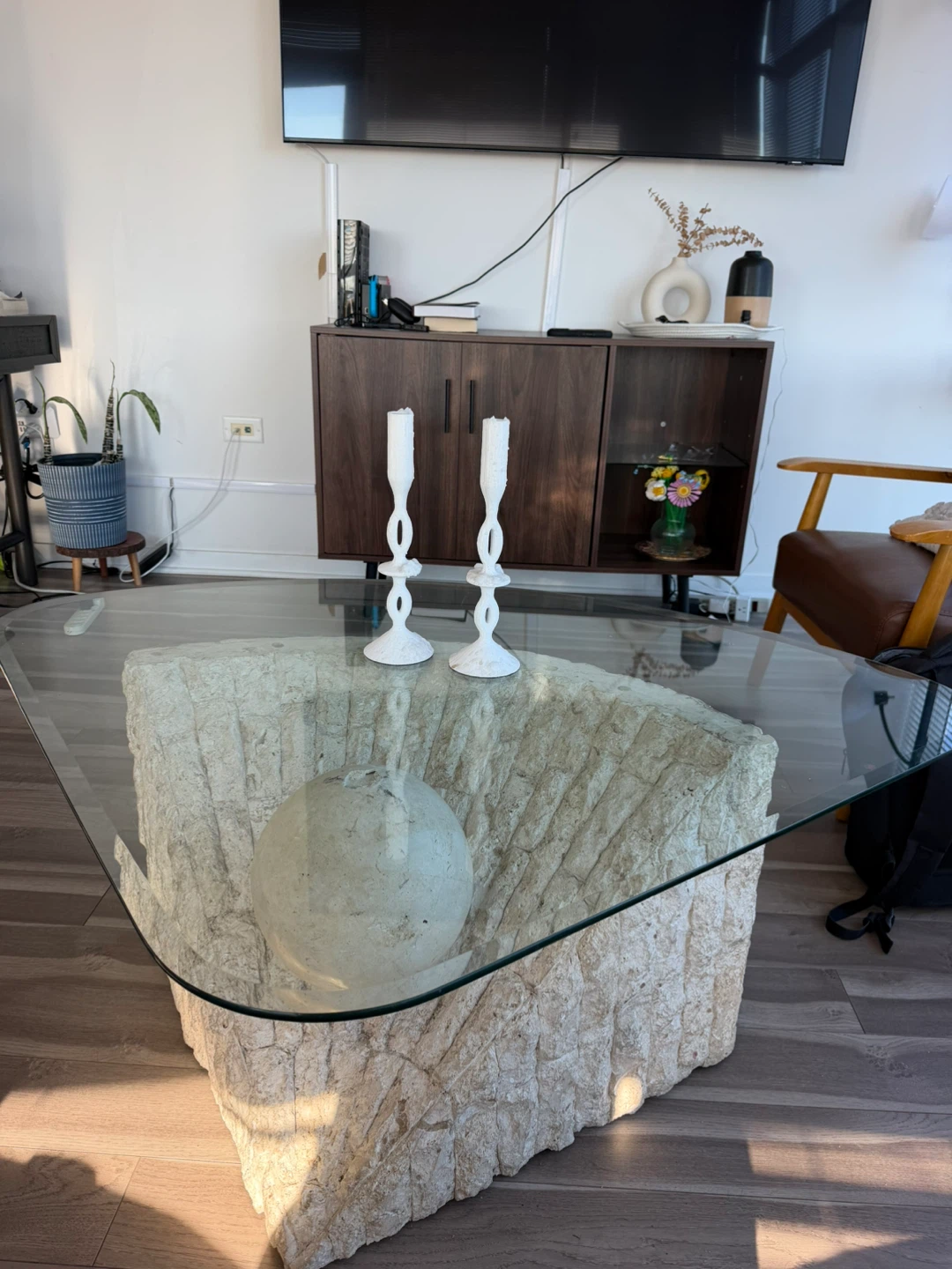 Glass Top Coffee Table with Sculptural Base - photo 5