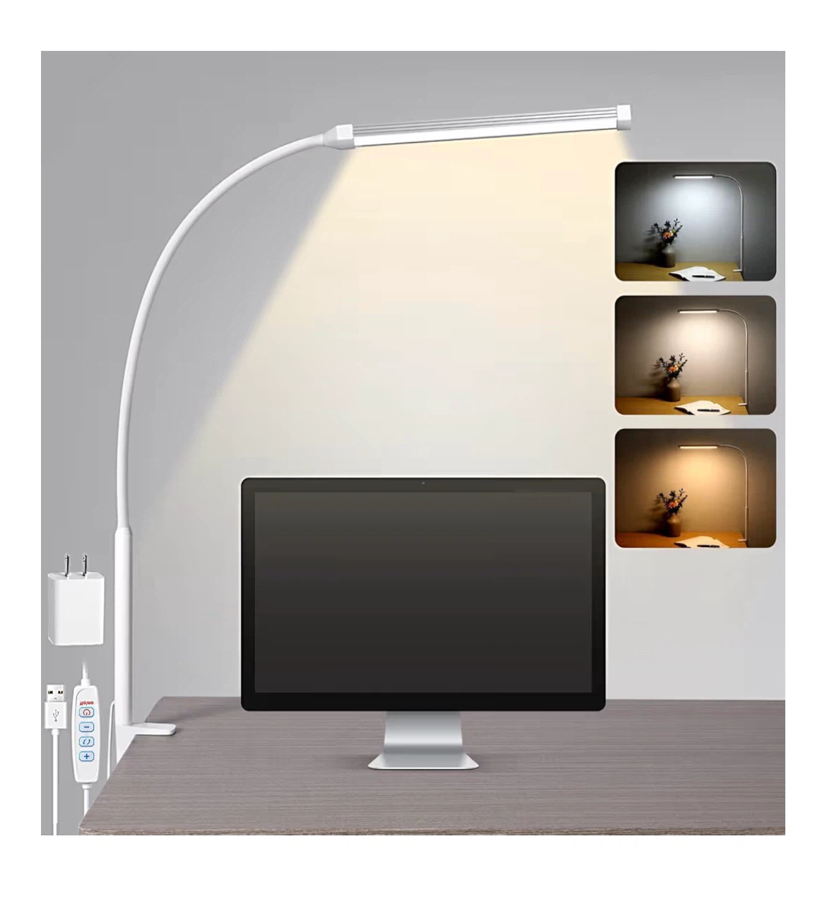 New White LED Desk Lamp with 3 Color Modes - photo 4