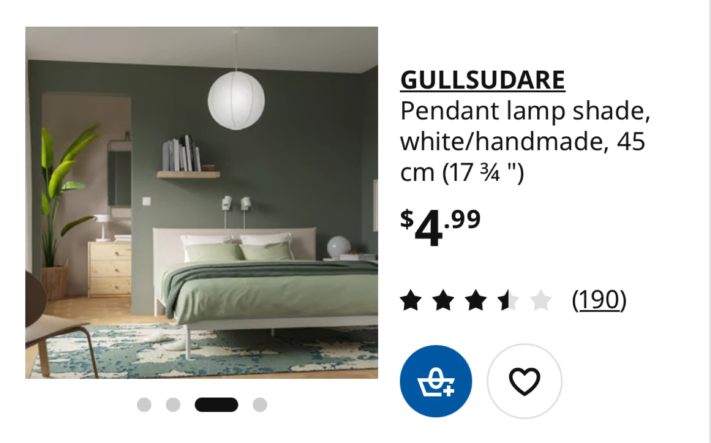 IKEA GULLSUDARÉ 45cm paper lampshade with STRÅLA cord set. - photo 2