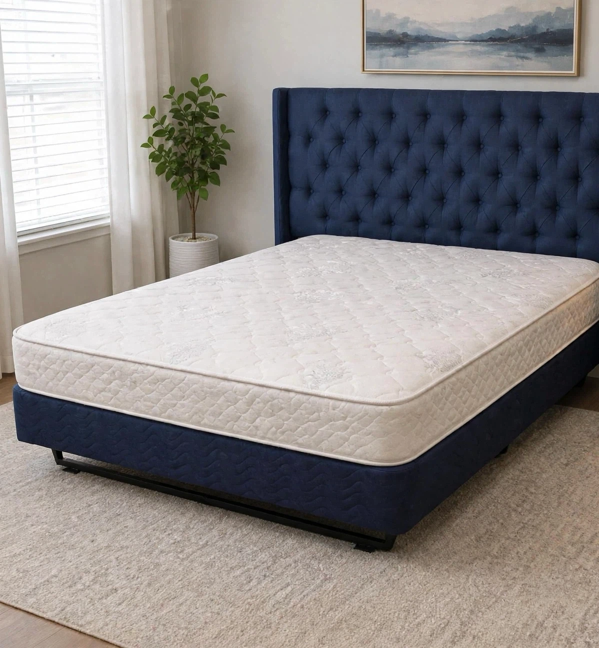 Blue QUEEN SIZE Set with Mattress & Box Spring – Complete Set