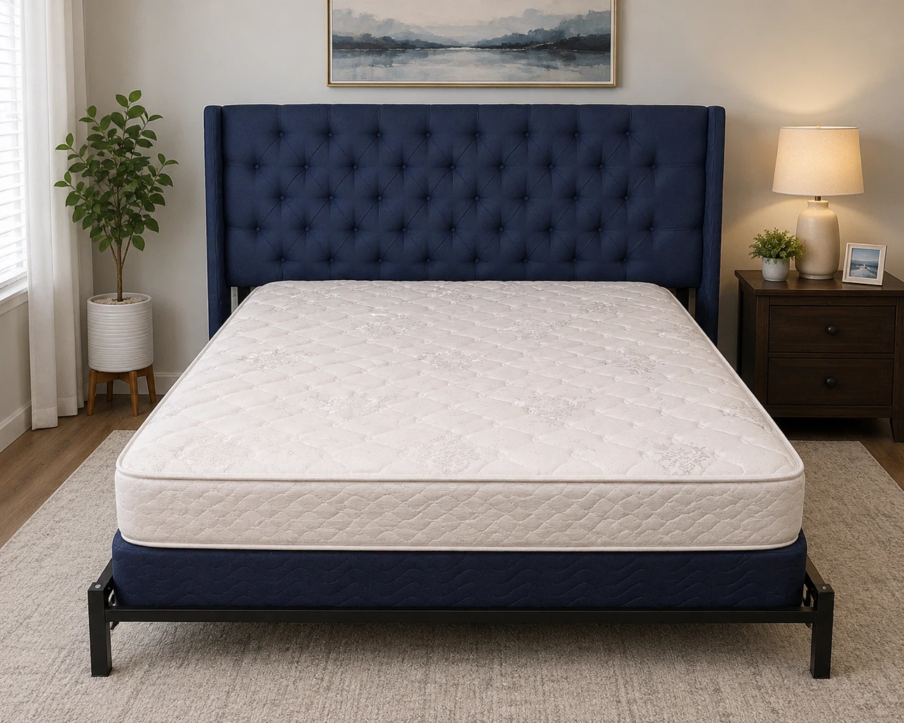 Blue QUEEN SIZE Set with Mattress & Box Spring – Complete Set - photo 2