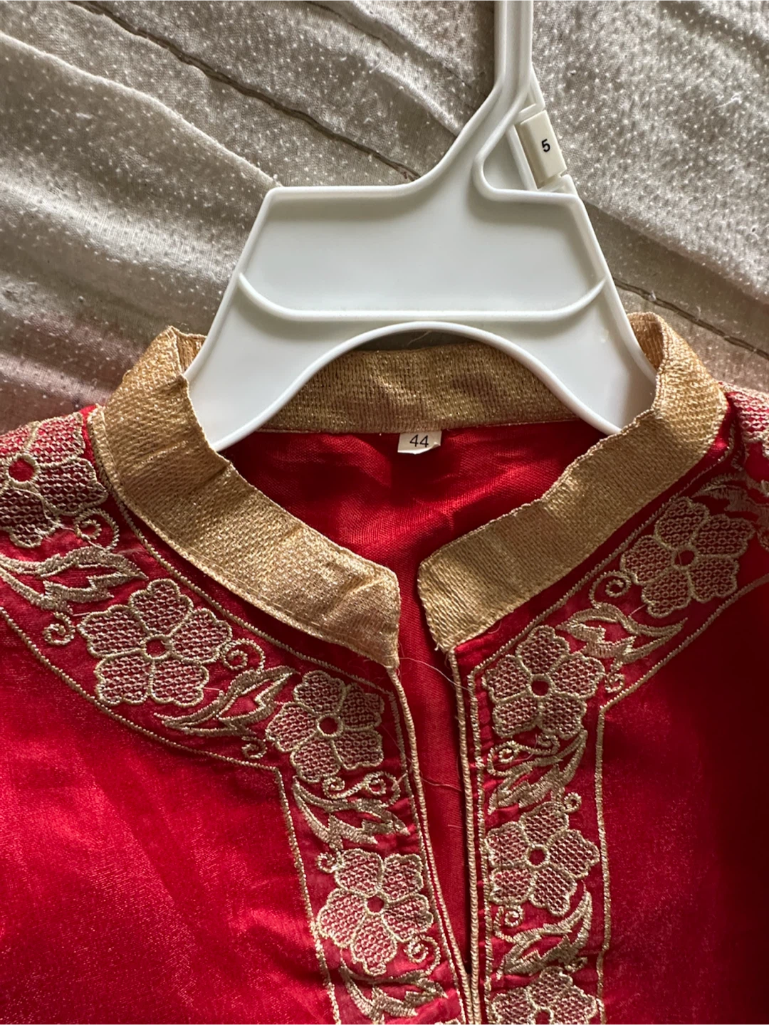 Red Kurta with Gold Embroidery