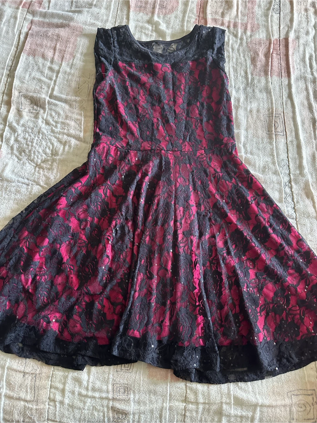 Black and Pink Lace Dress