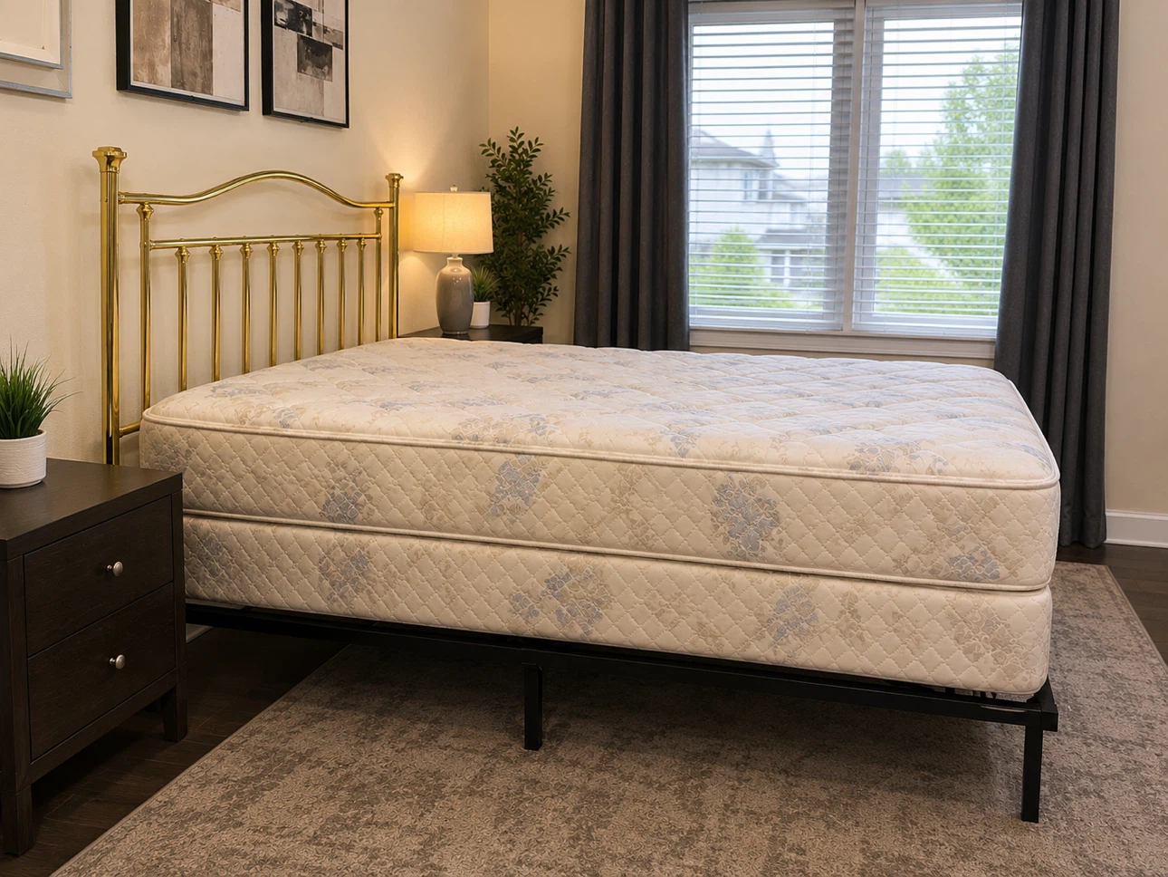 QUEEN SIZE Gold Metal Headboard with Mattress – Complete Bed Set - photo 2