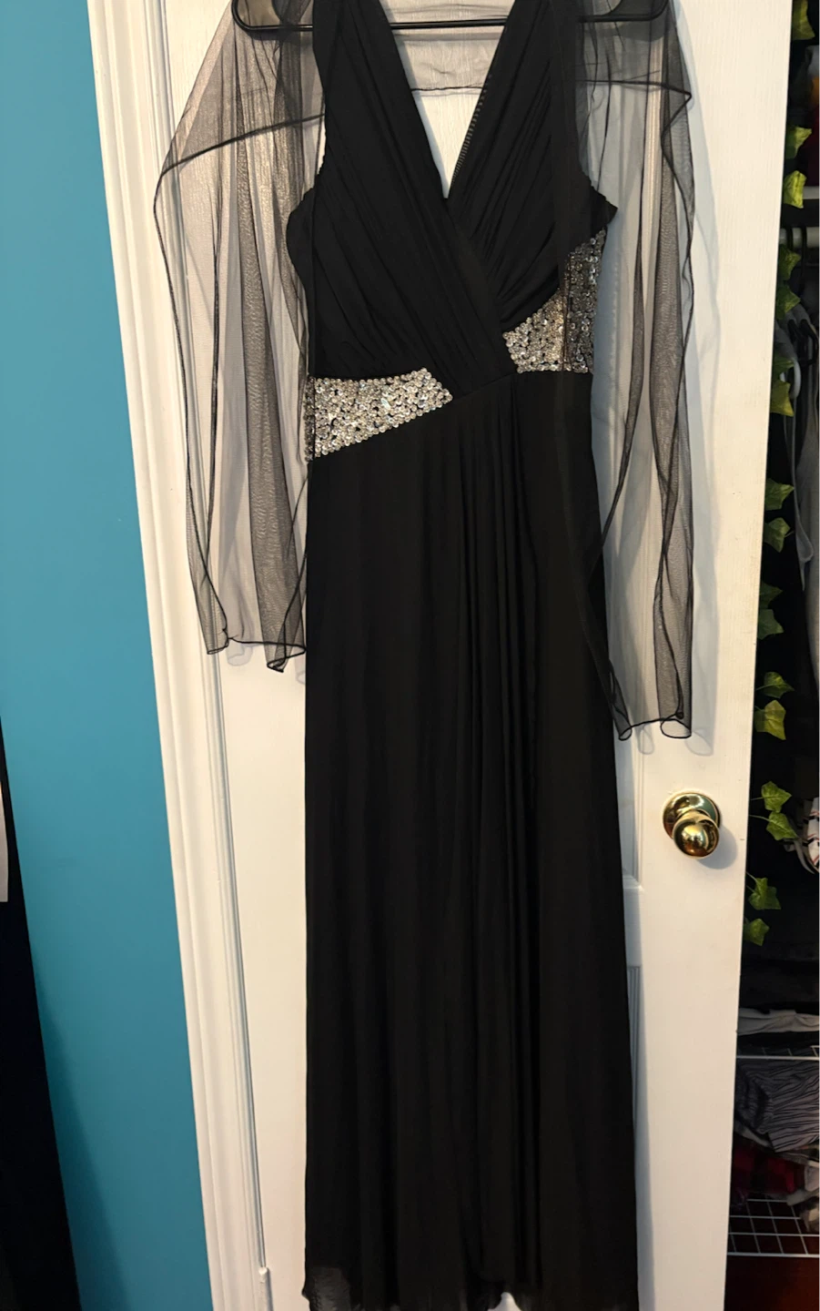 Black Gown with Sequins - Size Large