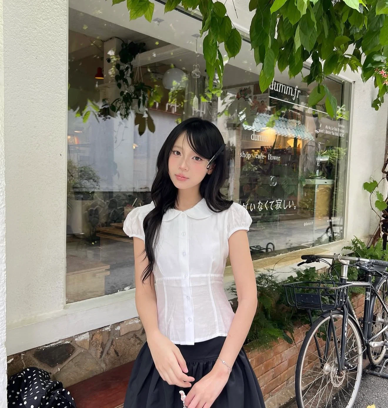 Coquette White Top & Black Midi Skirt Set - photo 2